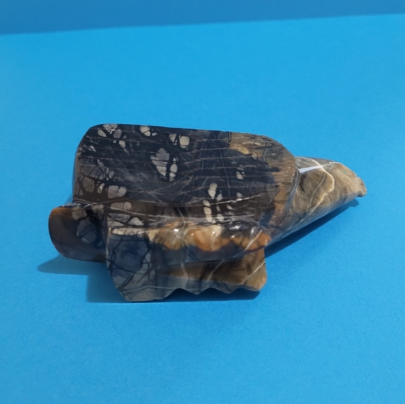 Vintage Native American Zuni Carved Onyx Stone Bird Eagle Fetish 4" Long -Signed - Picture 8 of 10